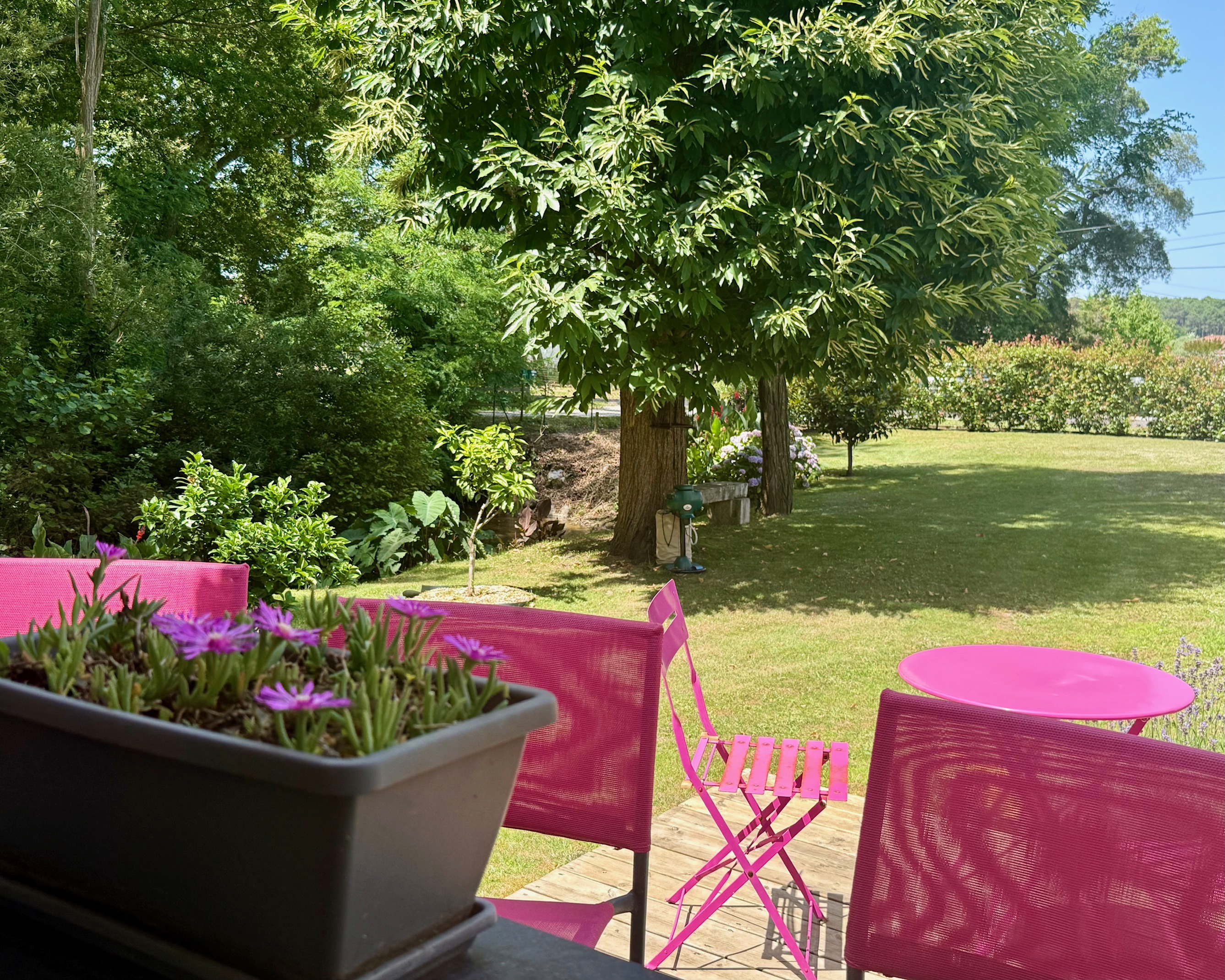 "Los Olivos Grand Estate" A Vendre Soustons magnifique site calme &amp; prot&eacute;g&eacute; des regards, propri&eacute;t&eacute; de grand standing comprenant villa d'architecte de plain pied &amp; annexes, sise sur 3350 m&sup2; de parc paysager avec piscine... 1.200.000 &euro;.&nbsp;