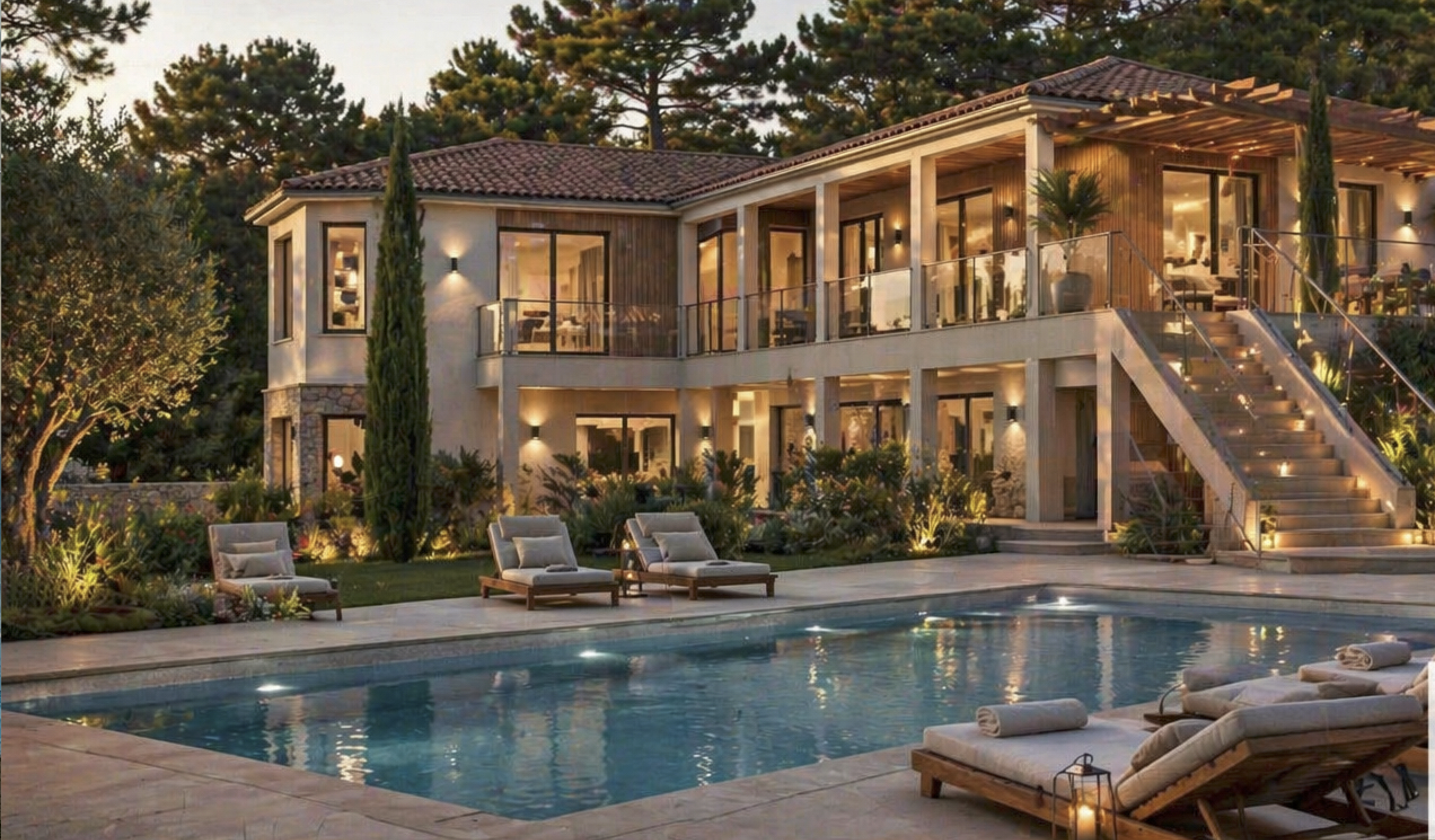 "Palos Verdes Beach House"&nbsp; A Vendre Hossegor Entre Lac &amp; Mer, villa de luxe de 4-5 ch. / 4 bains, sur superbe parc de plus de 1500m2 avec piscine chauff&eacute;e ; extr&ecirc;mement bien con&ccedil;ue pour vivre &agrave; l'ann&eacute;e, espace &amp; grand confort, calme. Photos &amp; plans sur demande... 3 290 000 &euro;